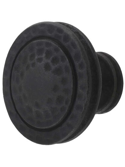 Mountain Lodge Ringed Cabinet Knob - 1-3/8 inch Diameter in Black Iron.